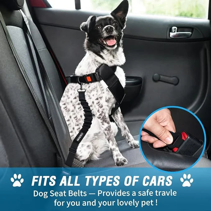 COOYOO Dog Seat Belt,3 Piece Set Retractable Dog Car Harness Adjustable Dog Seat Belt for Vehicle Nylon Pet Safety Seat Be...