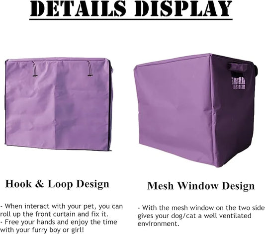 Dog Crate Cover Waterpoof Purple Pet Kennel Covers for Puppy Cat Indoor Outdoor Fit for 1 Door Wire Crate, 24.02x16.14x20....