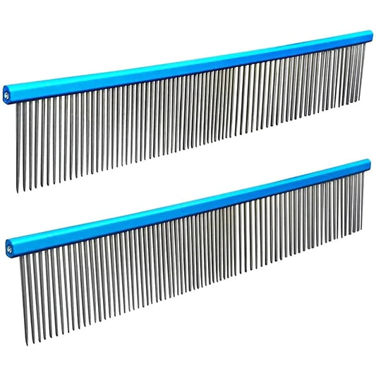 2 Pack Dog Combs with Stainless Steel Teeth Applicable to Cat Dog Comb Removing Tangles Easily Remove Dirt Grooming Anti-S...