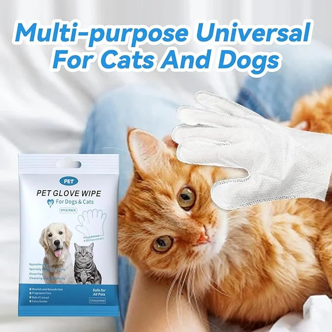 Pet Glove Wipes for Dogs Cats, Cleaning & Deodorizing Grooming Gloves, Dog Wipes for Body Daily Care, Cat Grooming Wipes C...