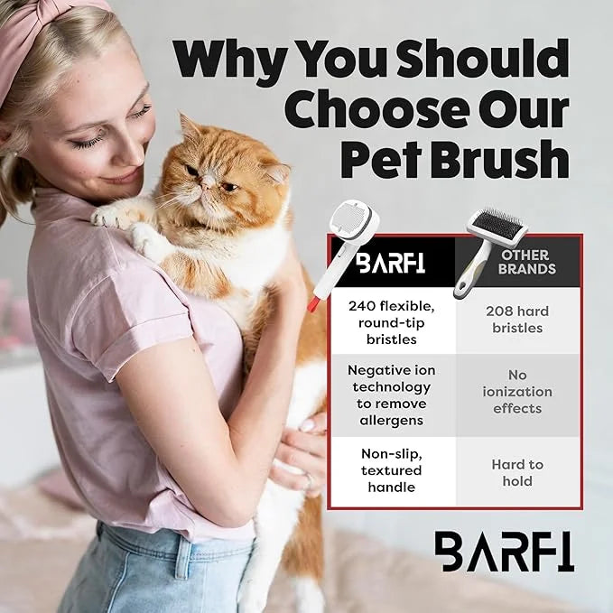 BARFI Pet Brush - Self-Cleaning Pet, Cat, Dog Shedding Brush - Multi-Functional Grooming Tool with Negative Ion Technology...
