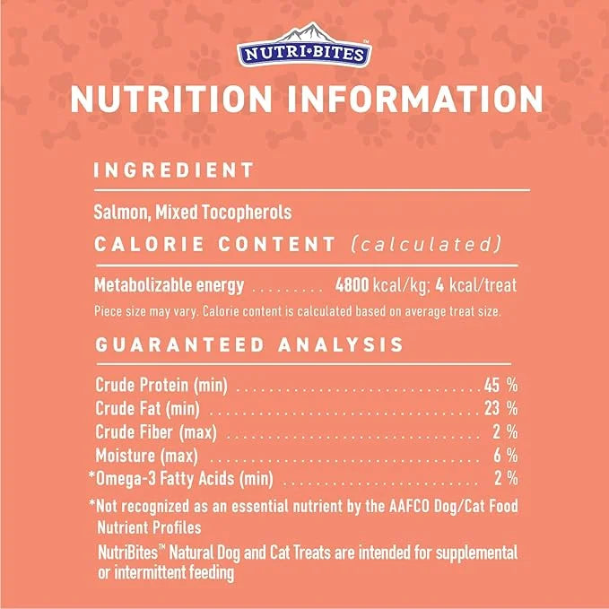Nutri Bites Freeze Dried Salmon Dog & Cat Treats 4 oz | Healthy Pet Training Treats or Food Topper | All Natural, 1 Single...
