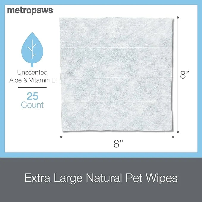 MetroPaws Unscented Dog Wipes, 25 Extra Large, Thick Cleaning Wipes & The Dog Waste Bag Dispenser & Holder, Bag Holder Wit...