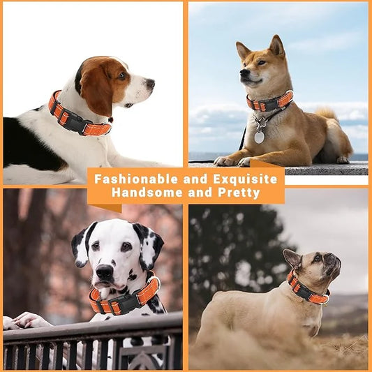 2 Pack Reflective Dog Collar with Safety Locking Buckle, Adjustable Soft Breathable Comfortable Nylon Pet Collar for Small...