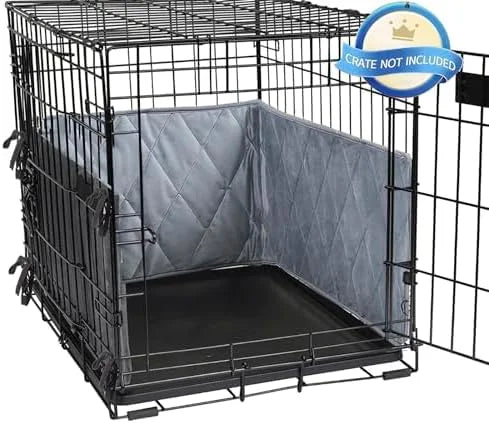 Dog Crate Bumpers for Inside Crate-with Ties，Gray Dog Crate Training Pads, Create a Safe and Comfortable Crate, Dog Tail P...