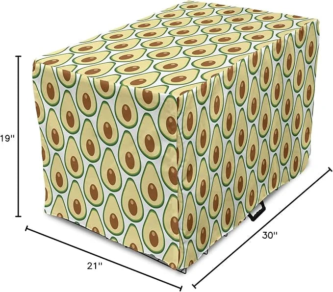 Lunarable Fruit Dog Crate Cover, Halved Avocado Slice Motifs Vegetable Food Natural Art, Easy to Use Pet Kennel Cover for ...