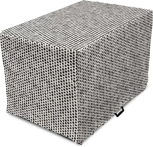 Lunarable Abstract Dog Crate Cover, Monochrome Grunge Pattern with Modern Round Shapes Print, Easy to Use Pet Kennel Cover...