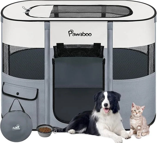 Dog Playpen, Portable Pet Playpen Cat PlayPen, 600D Oxford Dog Kennel Tent Crate, Waterproof&Breathable, Indoor Outdoor Tr...