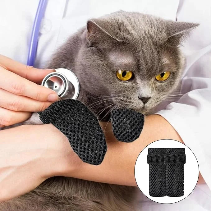 4 Pack Breathable Cat Shoes to Prevent Scratcning, Adjustable Only Cats Booties Mittens Socks (Grey, M) - Product Image