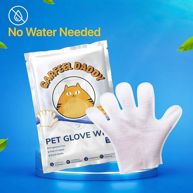 Extra Thick Pet Grooming Glove Wipes for Dogs & Cats, Cleaning & Odor-Controlling Grooming Gloves, Nourish Fur Glove Wipes...
