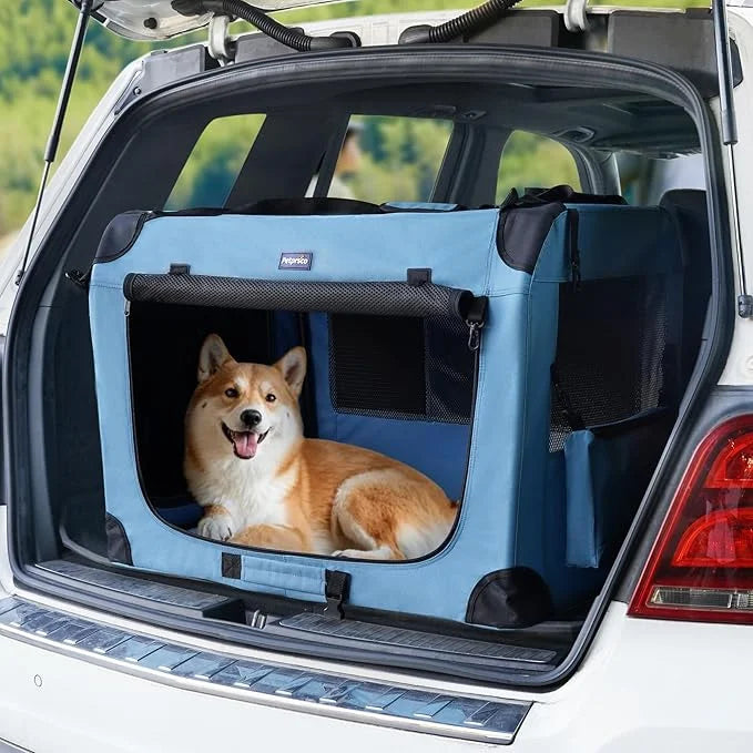 Petprsco Portable Dog Crate - 32"x23"x23" Collapsible Dog Travel Crate for Medium/Large Dogs with Soft Blanket, Foldable B...