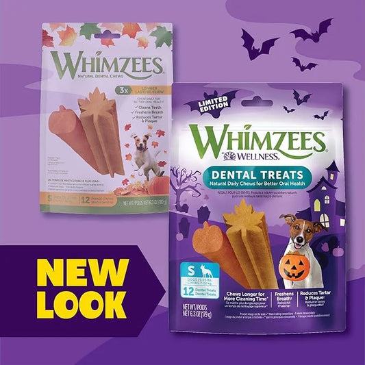 Whimzees by Wellness Halloween Natural Dental Chews for Dogs, Long Lasting Treats, Grain-Free, Freshens Breath, Small Bree...