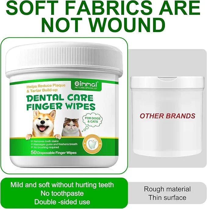 Teeth Cleaning Wipes for Dogs & Cats, Reduces Plaque & Freshens Breath Finger Wipes, Disposable Gentle Cleaning & Gum Care...