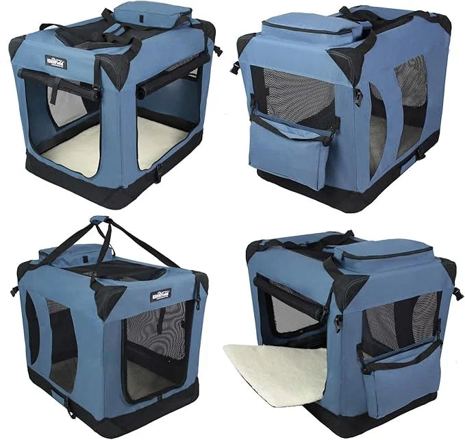EliteField 3-Door Folding Soft Dog Crate with Carrying Bag and Fleece Bed (2 Year Warranty), Indoor & Outdoor Pet Home (42...