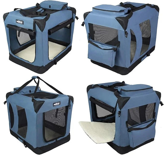 EliteField 3-Door Folding Soft Dog Crate with Carrying Bag and Fleece Bed (2 Year Warranty), Indoor & Outdoor Pet Home (42...