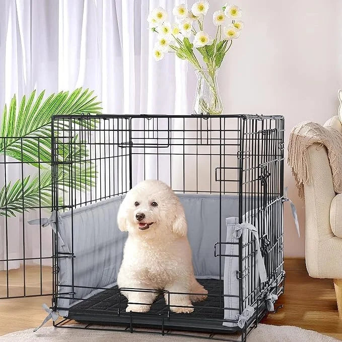 Hombys Dog Crate Bumper with Ties - Soft Crate Accessory -Kennel Cover - Training Pads for Front Door Crates, 30"x18", Gra...