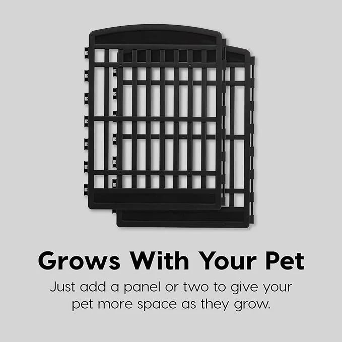 34" 8-Panel Pet Playpen with Door, Medium Large Dog Secure Easy Assemble Easy Storing Customizable + 34''H 2 Add on Panels...