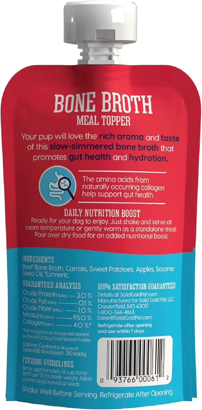 Solid Gold Beef Bone Broth for Dogs - Grain Free Dog Food Topper Rich in Collagen and Superfoods - Nutrient Dense Dog Grav...