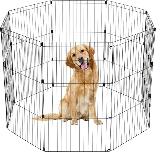 IRIS USA Metal Dog Playpen, 8-Panel 42" Pet Playpen, Puppy Playpen, Indoor/Outdoor Dog Fence, 58 x 58 x 42, Foldable, Cust...