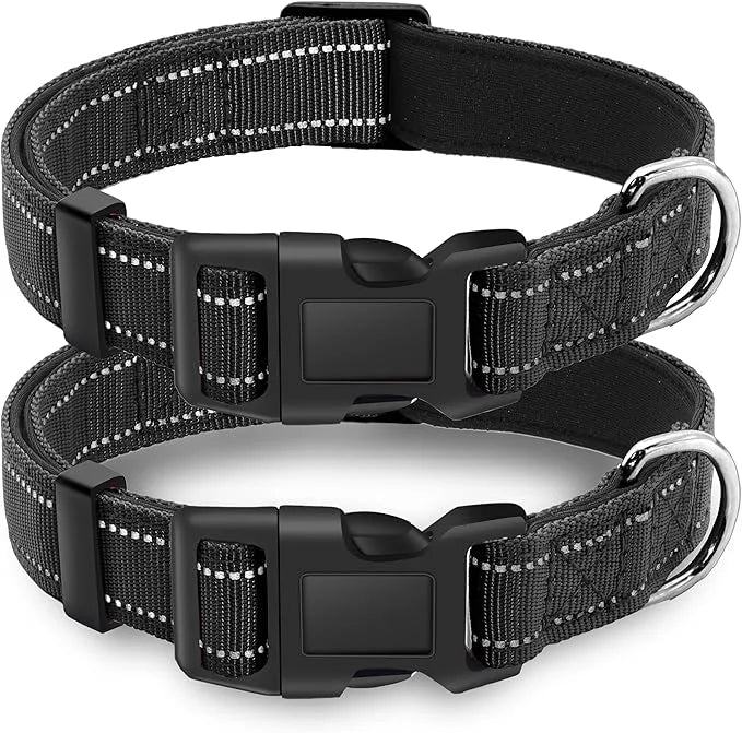 2 Pack Reflective Dog Collar with Safety Locking Buckle, Adjustable Soft Breathable Comfortable Nylon Pet Collar for Small...