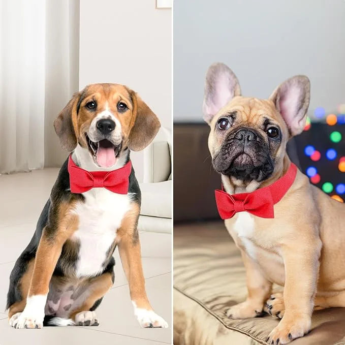 Segarty Dog Bow Ties for Small Medium Dogs, Adjustable Red Bowtie Collar, Durable Cat Neck Tie Tuxedo Comfortable Cotton G...