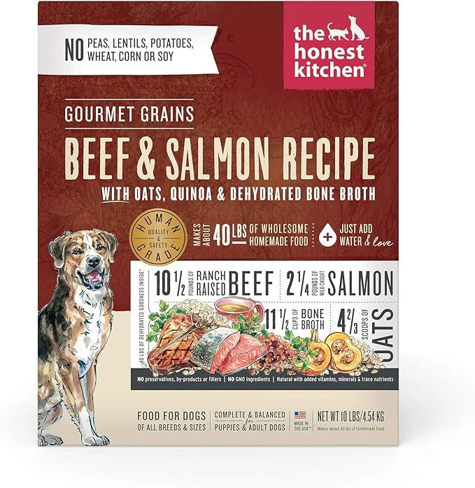 The Honest Kitchen Human Grade Dehydrated Gourmet Grains Dog Food - Beef & Salmon, 10 Pound Box - Product Image