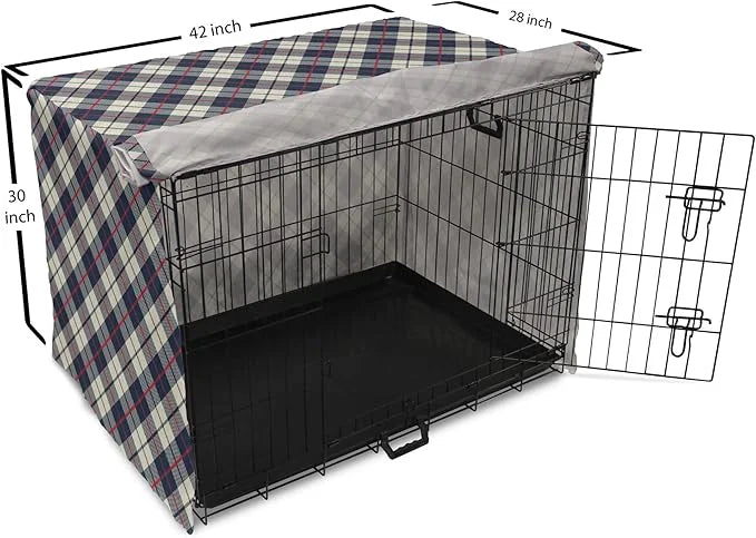 Lunarable Plaid Dog Crate Cover, Celtic Fashion Diagonal Retro Style Classical Irish Culture Inspiration, Easy to Use Pet ...