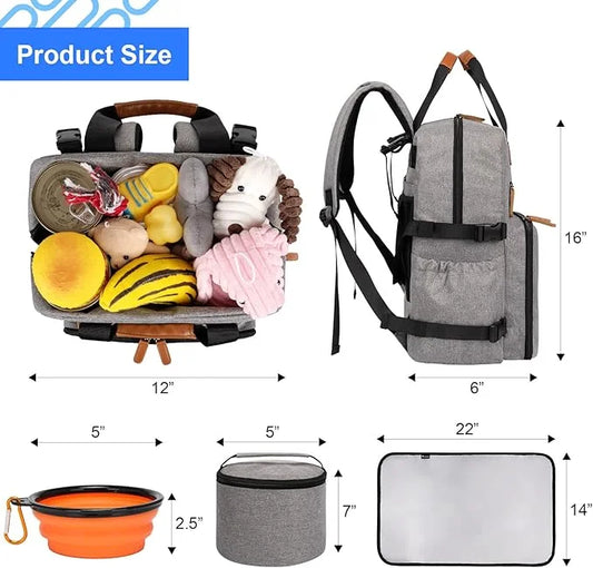 Modoker Dog Travel Bag, Airline Approved Backpack for Pet Accessories Organizer, Tote Weekend Bag with 2 Dog Food Storage ...
