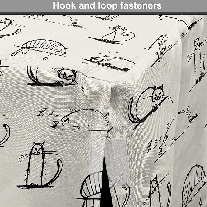 Lunarable Pet Dog Crate Cover, Funny Cat Characters Sketch Art Style Friendly Playful Kitties Lazy Fluffy Animals, Easy to...