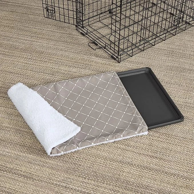 MidWest Homes for Pets Quiet Time Reversible Crate Pan Cover 24' Mushroom Diamond/Fleece, Small - Product Image