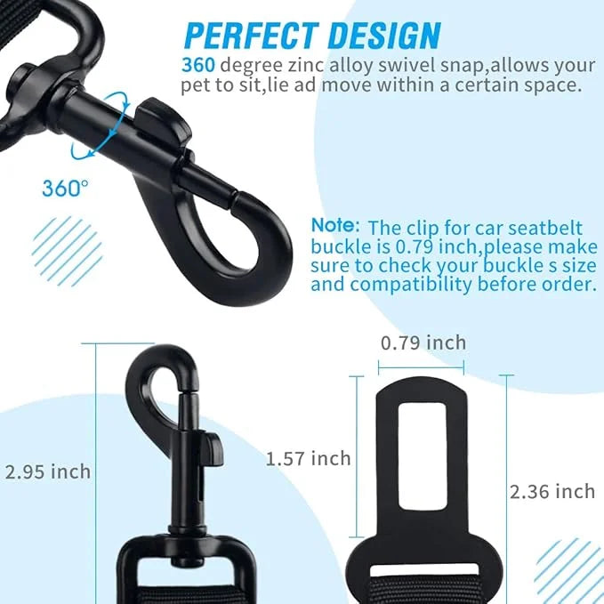 COOYOO Dog Seat Belt,3 Piece Set Retractable Dog Car Harness Adjustable Dog Seat Belt for Vehicle Nylon Pet Safety Seat Be...