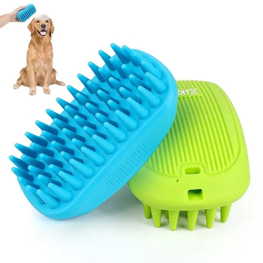 2 Pack Silicone & Rubber Pet Grooming Brushes - Bath, Massage & Shedding Brushes for Dogs & Cats with Long or Short Hair -...