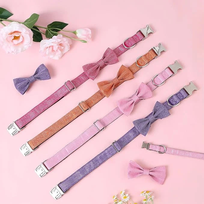 Dog Collar with Bow for Small Medium Large Dogs, Cute Bling Dog Bow Tie Collar with Metal Buckle, Soft & Durable for Large...