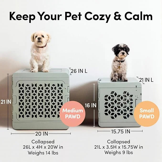 KindTail PAWD Collapsible Puppy and Dog Crate + Washable Bed - Stylish Pet Kennel with Comfortable Pad - Safe Indoor Set -...
