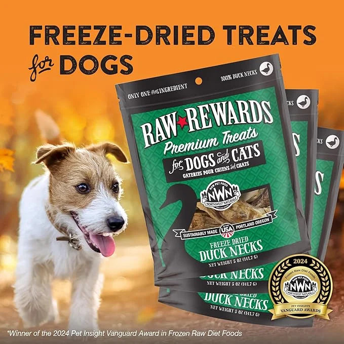 Northwest Naturals Raw Rewards Freeze-Dried Duck Neck Treats for Dogs and Cats - Bite-Sized Pieces - Healthy, 1 Ingredient...