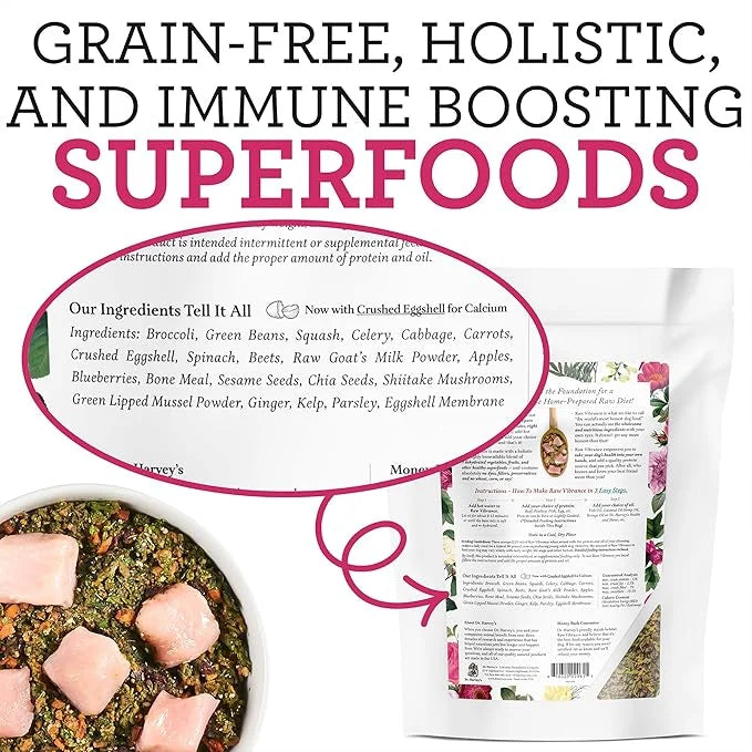 Dr. Harvey's Raw Vibrance Dog Food, Human Grade Dehydrated Base Mix for Dogs, Grain Free Raw Diet (3 Pounds) - Product Image