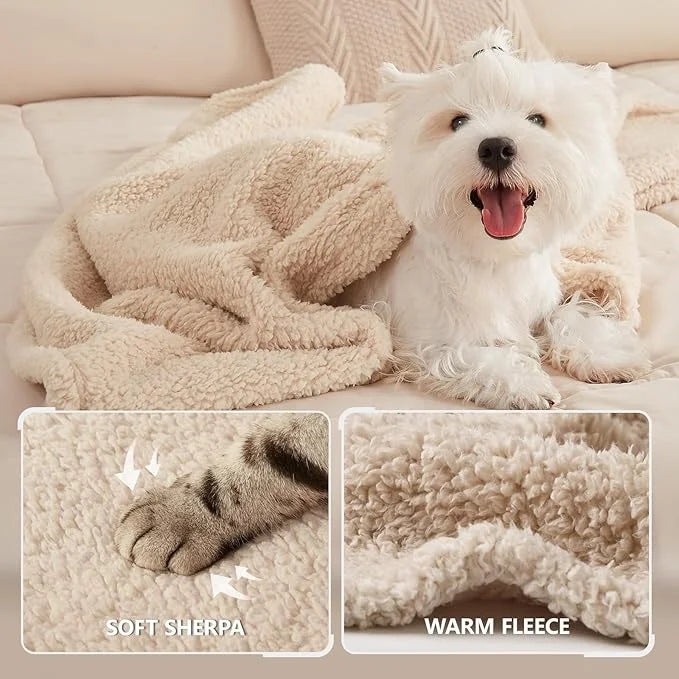 1 Pack 3 Calming Blankets Fluffy Premium Fleece Pet Blanket Soft Sherpa Throw for Dog Puppy Cat Beige Small (23" x16'') - ...