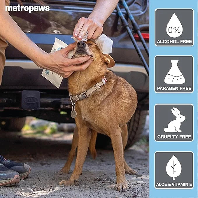 MetroPaws Unscented Dog Wipes, 25 Extra Large, Thick Cleaning Wipes & The Dog Waste Bag Dispenser & Holder, Bag Holder Wit...
