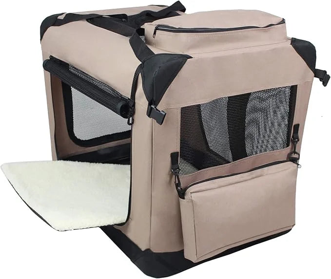 EliteField 3-Door Folding Soft Dog Crate with Carrying Bag and Fleece Bed (2 Year Warranty), Indoor & Outdoor Pet Home (30...