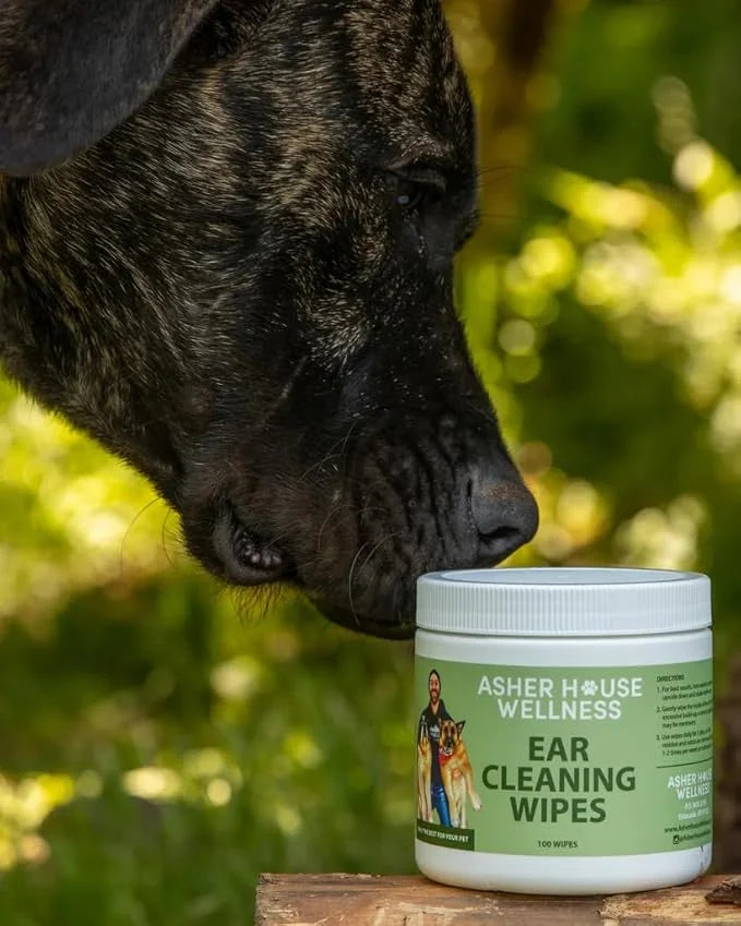 ASHER HOUSE WELLNESS Pet Ear Cleaning Wipes - Dog & Cat Plant-Based Ears Cleaner, Remove Wax & Dirt, Relieve Itch, Prevent...