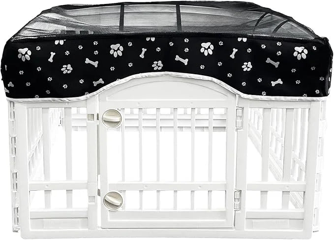 PJYuCien Dog Playpen Mesh Top Cover, Fits 36 Inch 4 Panels Regular Square Plastic Exercise Pet Pen, Adhesive Tape Connecti...