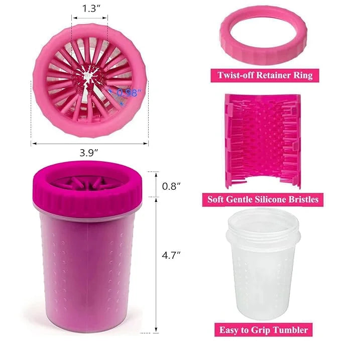 2 Pack Portable Dog Paw Cleaner, Washer, Buddy Muddy Pet Foot Cleaner for Medium Breed Dogs and Cats, Pink - Product Image