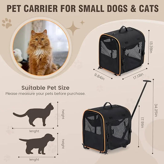 Pet Carrier for Cats Dogs up to 30 Lbs, Car Travel Portable Pet Kennel Dog Crate Set with Litter Box, Bowl for Outdoor Cam...