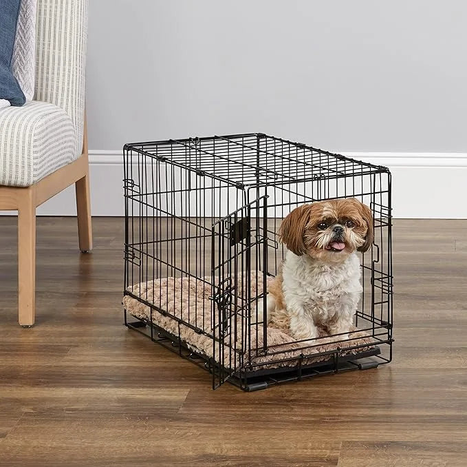 MidWest Homes for Pets Newly Enhanced Single & Double Door iCrate Dog Crate, Includes Leak-Proof Pan, Floor Protecting Fee...