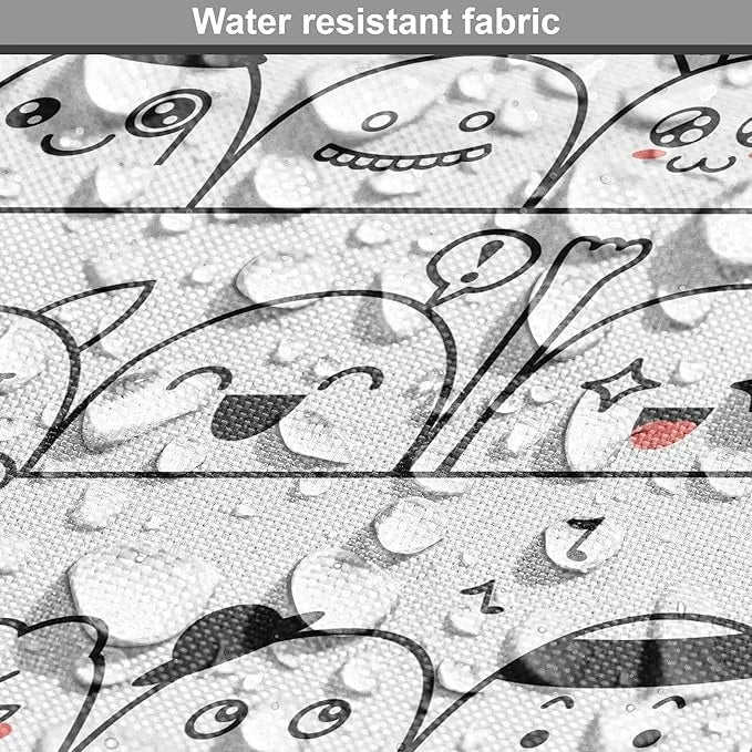 Lunarable Cartoon Dog Crate Cover, Funny Creatures and Monsters Doodle Faces in Manga Style Emotions, Easy to Use Pet Kenn...