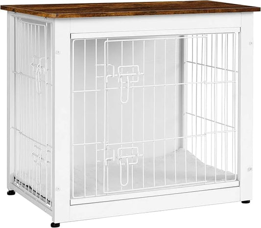 DWANTON Dog Crate Furniture with Cushion, Wooden Kennel Table with Double Doors, Indoor Dog House, Small/Medium/Large Size...