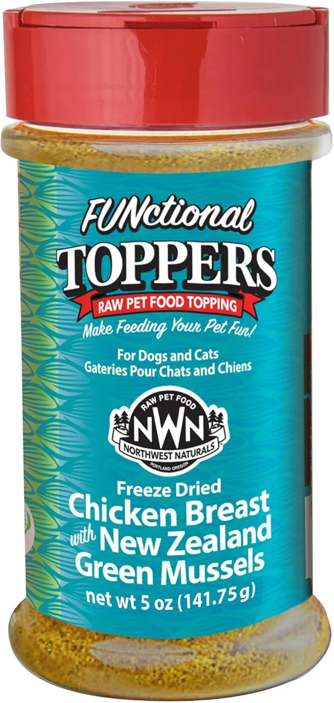 Northwest Naturals Freeze-Dried Chicken Breast with Green Lipped Mussels - Functional Topper - for Dogs and Cats - Healthy...