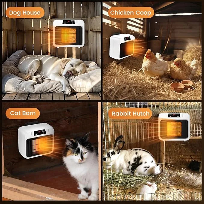 600W Dog House Heater With Time Setting (2 4 8 H), 300/600W 2 Mode Electric Pet Heater for Indoor/Outdoor Use, Livestock K...