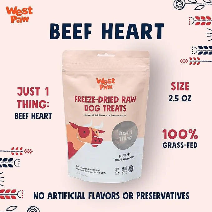 WEST PAW Freeze-Dried Raw All Natural Dog Treats, Single Ingredient, Humanely Raised and Sustainably Sourced, Made in USA,...