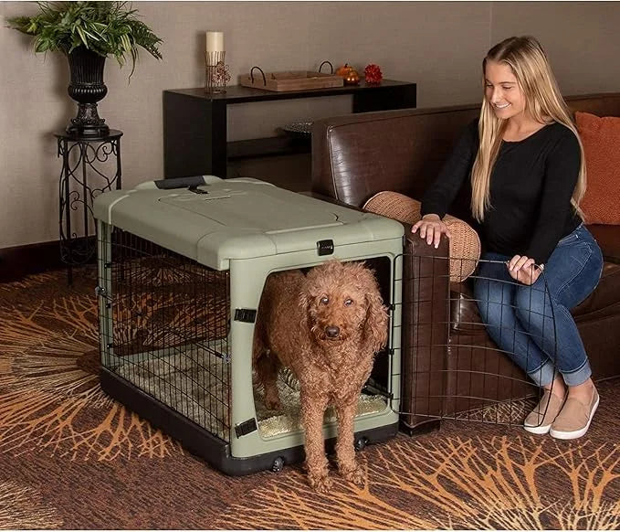 Pet Gear “The Other Door” 4 Door Steel Crate for Dogs/Cats with Garage-Style Door, Includes Plush Bed + Travel Bag, No Too...